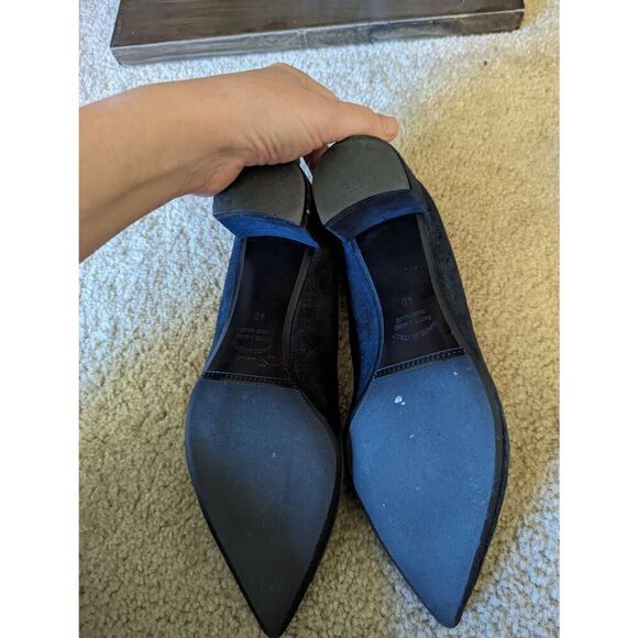 Alba Teci blue suede sparkly pointed toe round heel shoe sz 40 hand made italy - Picture 4 of 7